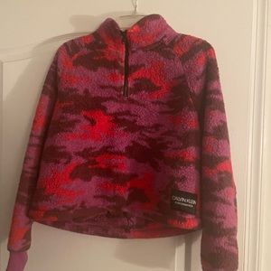 Calvin Klein Performance Cropped Fuzzy Camouflage Quarter Zip Pullover